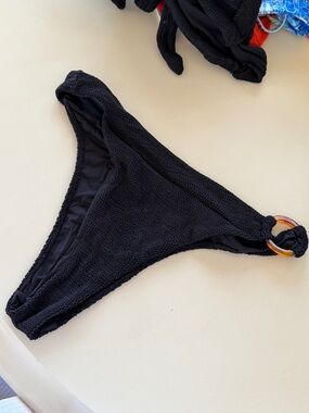 Monday Swimwear Antigua Bottom in Black Crinkle